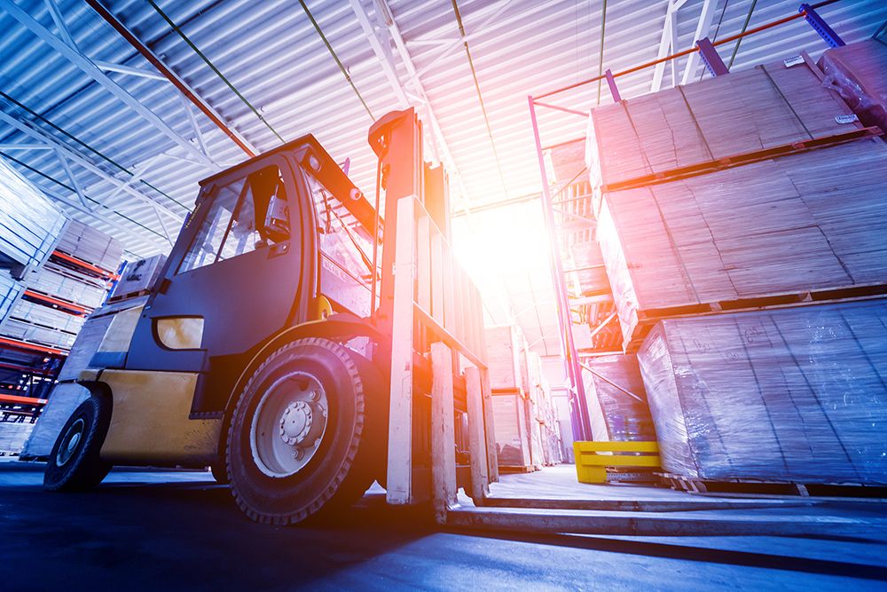 Forklift,Loader,In,Storage,Warehouse,Ship,Yard.,Distribution,Products.,Delivery.